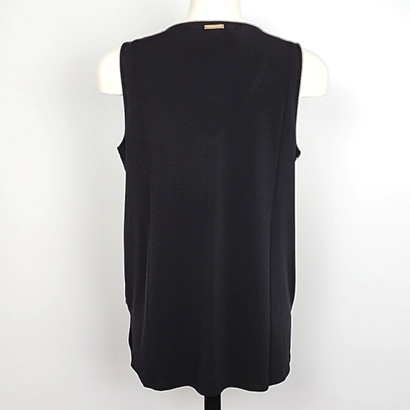 NWT Michael Kors Black Bronze Gold Sparkly Sequin Sleeveless V Neck Top Size L - Picture 2 of 9